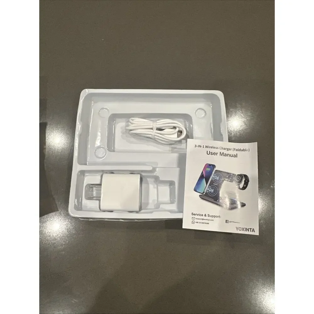Yoxinta 3-In-1 Wireless I Phone Fast Charger Foldable New in Box